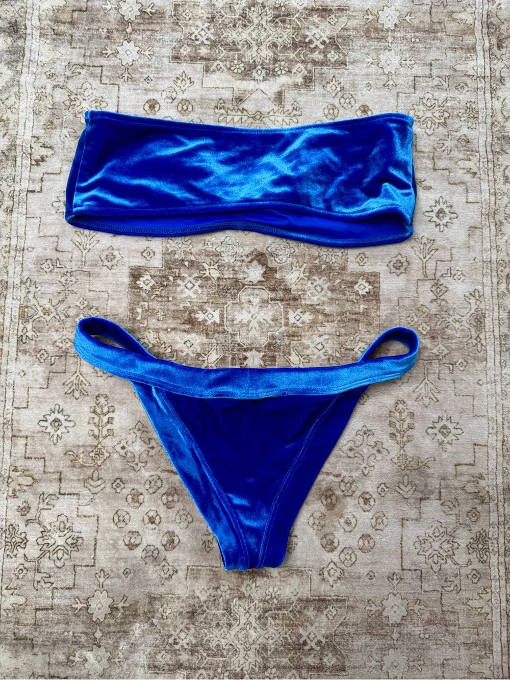 FRANKIES BIKINIS Jeanette Blue Velvet Bikini Set